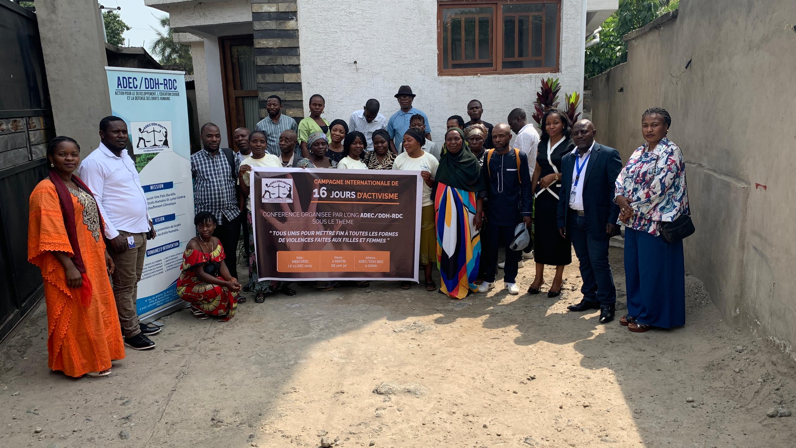16 Jours d’Activisme : ADEC/DDH-RDC se mobilise pour l’élimination des violences faites aux femmes